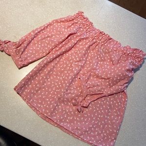 Red and white floral top